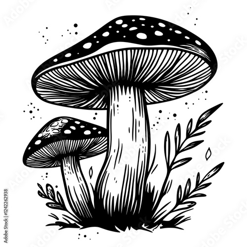 Mushroom tattoo art illustration drawing vector
