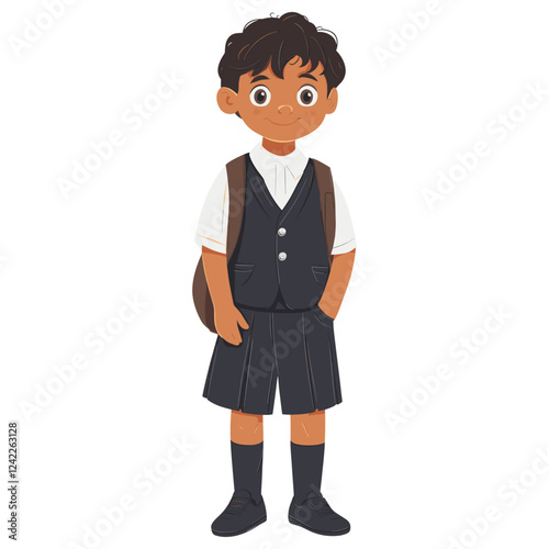 6 years old boy illustration uniform school vector