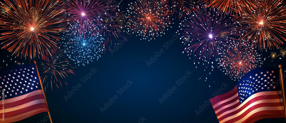 fourth of july fireworks american independence day with firework on blue background