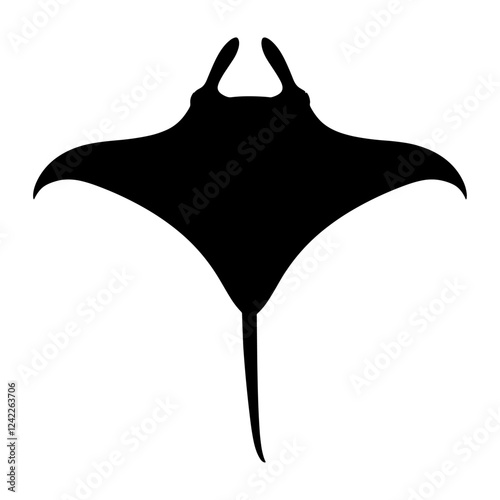 Manta ray silhouette black white logo vector