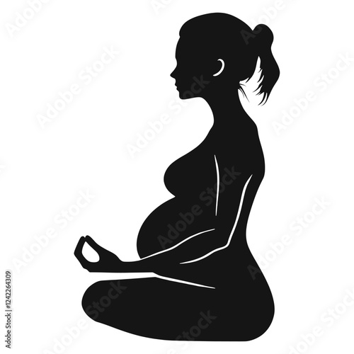 Yoga pose silhouette woman relaxation vector