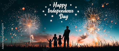 fireworks on the beach night sky independence day background