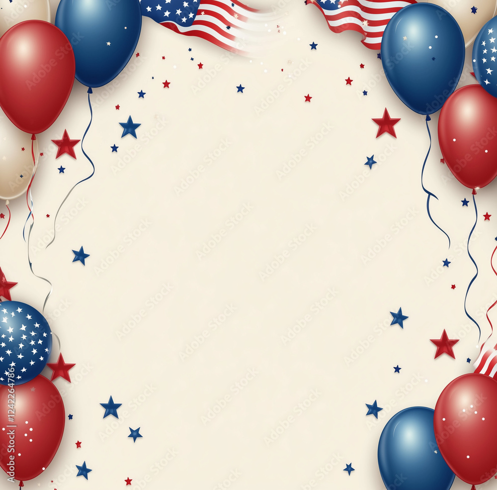a frame with blue red and white balloon independence day background new year background with balloons