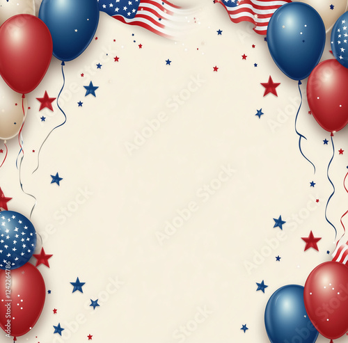 a frame with blue red and white balloon independence day background new year background with balloons