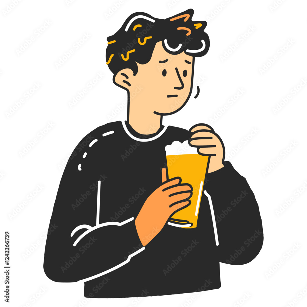 Man drinking beer beverage person glass vector Man drinking beer beverage person glass vector