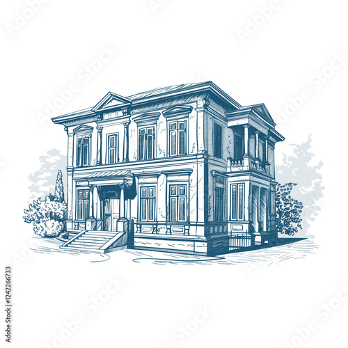 Vintage Villa drawing architecture illustration vector