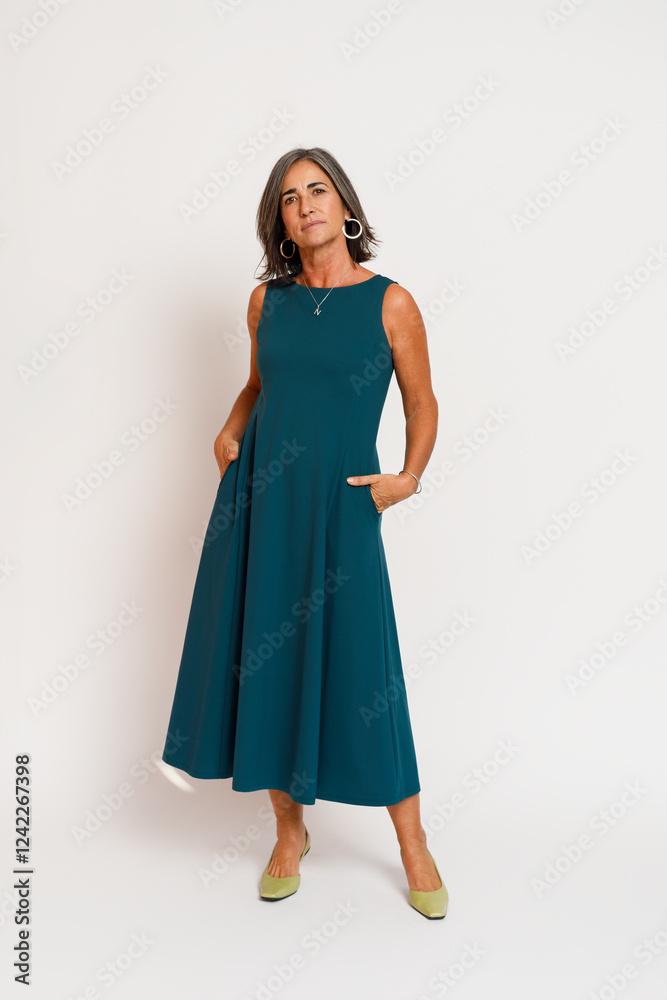 smiling middle age woman full body portrait smiling middle age woman full body portrait