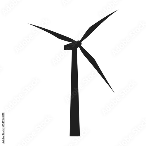 Wind turbine silhouette black white vector