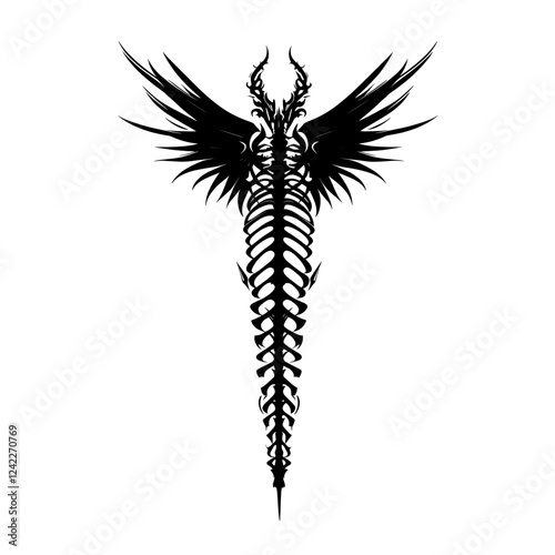 Spine with wing silhouette tribal design vector