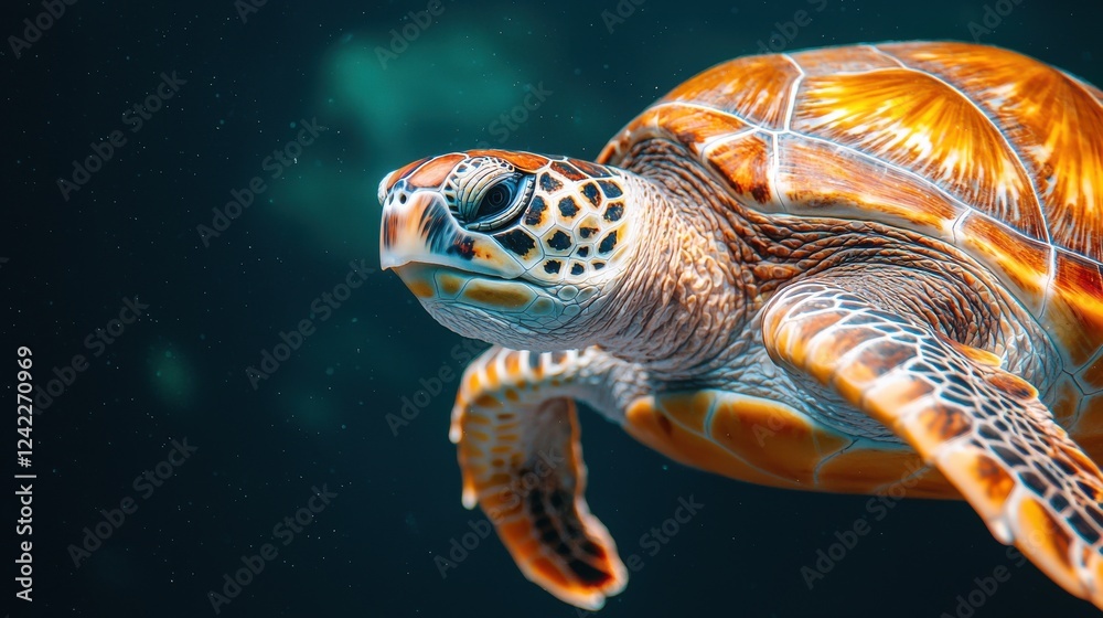 World Wildlife Day concept. Graceful Sea Turtle Swimming Through Vibrant Coral Reef Underwater