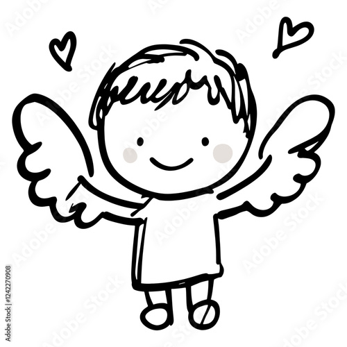 Cute cupid scribble simple white illustration vector