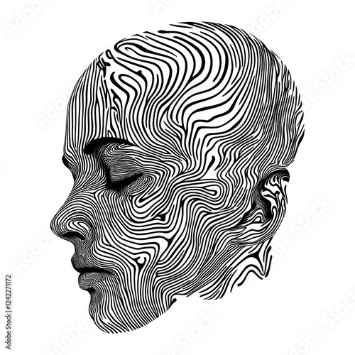 Human line illusion element art lines black vector