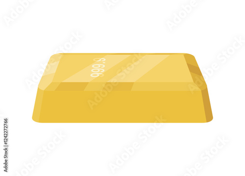 Fine gold bar. Simple illustration in perspective view.