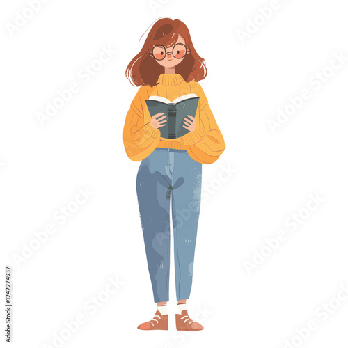 Woman Bookworm book illustration illustrated vector