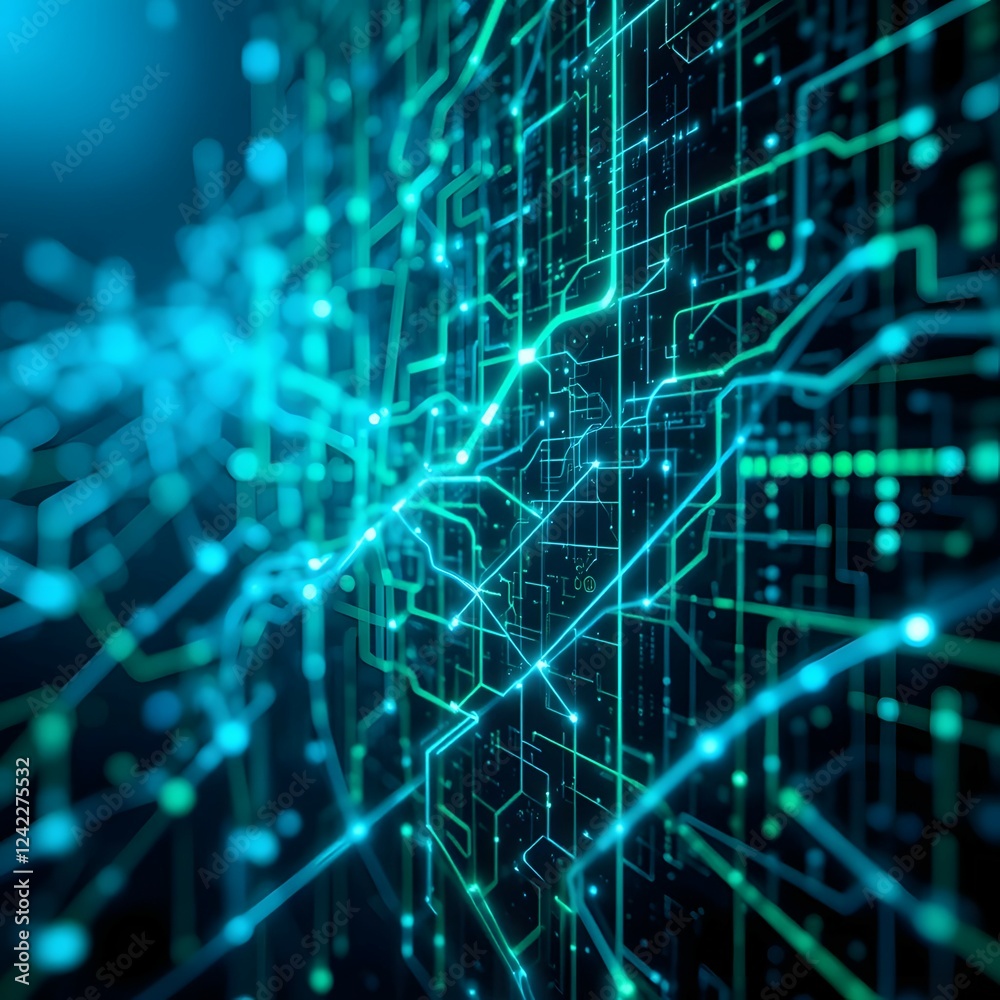 Obraz premium Futuristic AI Data Grid Abstract Background