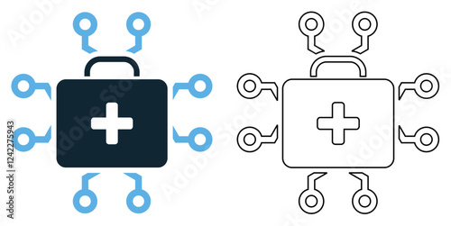 medical technology icon vector, healthcare innovation, telemedicine, AI in medicine, and digital health services pictogram symbol ui and ux design, glyphs and stroke line