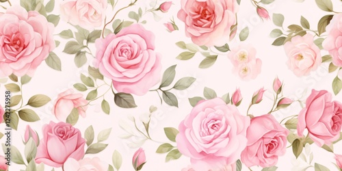 Wallpaper Mural Valentine's day themes with Rose Seamless Pattern Concept. Elegant Pink Rose Floral Pattern on Light Background Torontodigital.ca