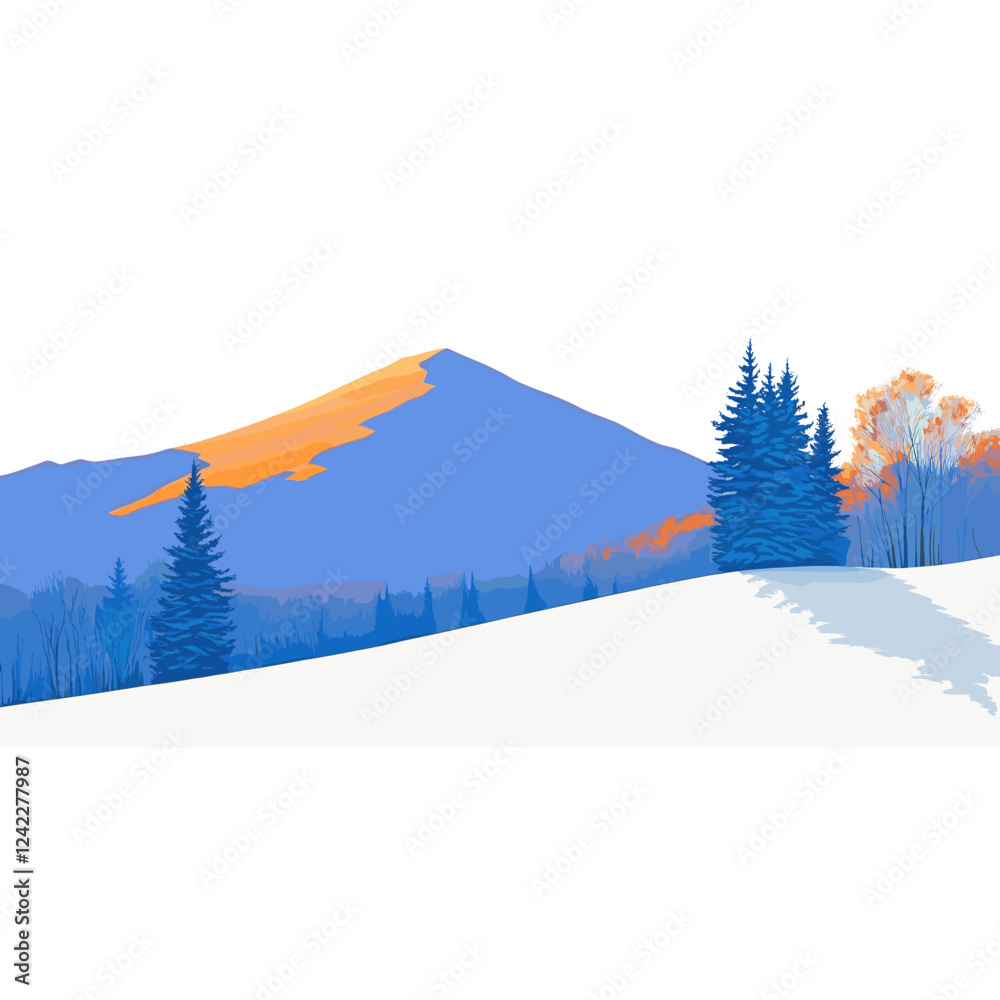 Fototapeta premium Winter hill mountain scenery nature vector
