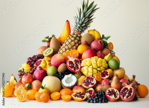 Tropical fruit bounty, studio shot, healthy eating photo