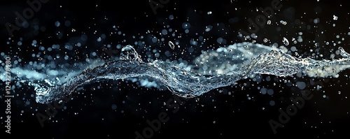 A splash of blue water with bubbles rising, captured mid-motion on a clear PNG background, crafted with generative AI.