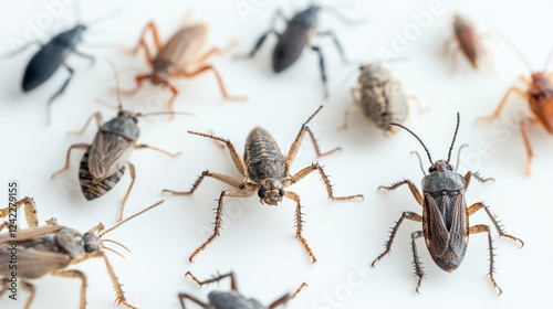 Variety of Insects and Pests Displayed on a White Surface