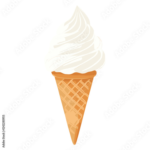 Soft ice cream on cone illustration dessert minimalist vector