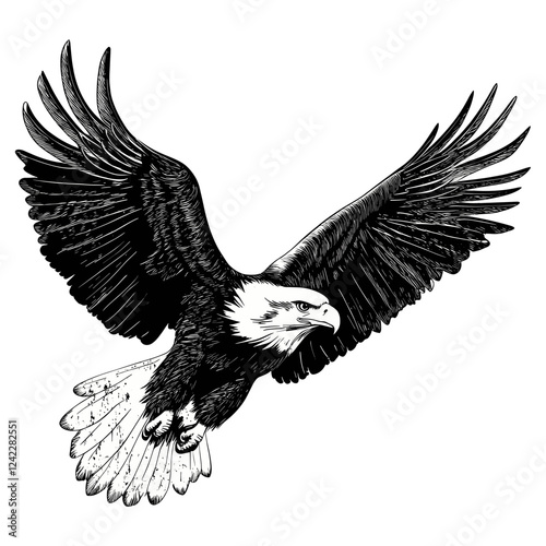 Eagle in flight illustration feathers black vector