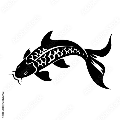 Koi icon illustration animal black vector