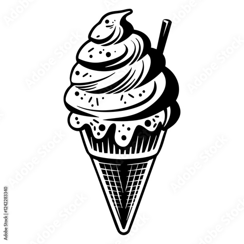Ice cream illustration dessert retro vector