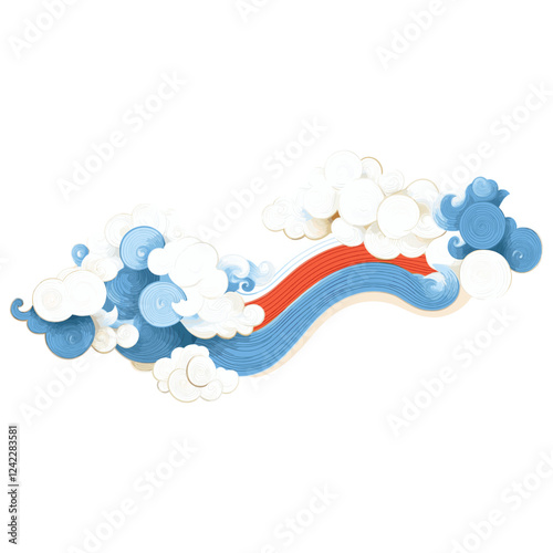 Chinese Auspicious clouds illustration blue art vector