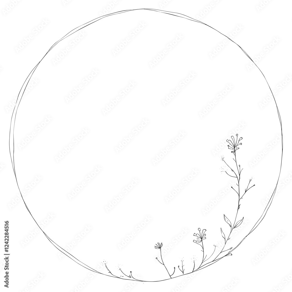 Botanical illustration circle frame vector Botanical illustration circle frame vector