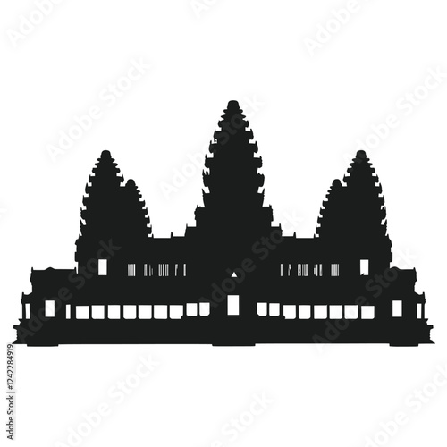 Angkor Wat architecture silhouette angkor vector