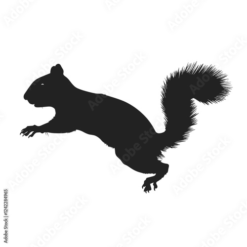 Squirrel jumping silhouette illustration animal wildlife vector