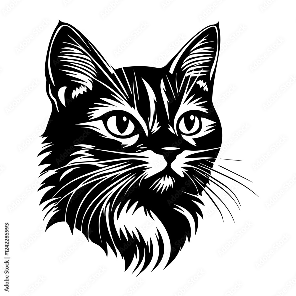 Art cat illustration stencil vector