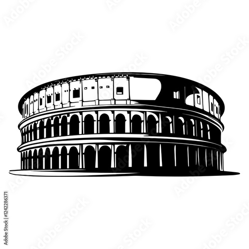 Colosseum linear illustration colosseum black vector