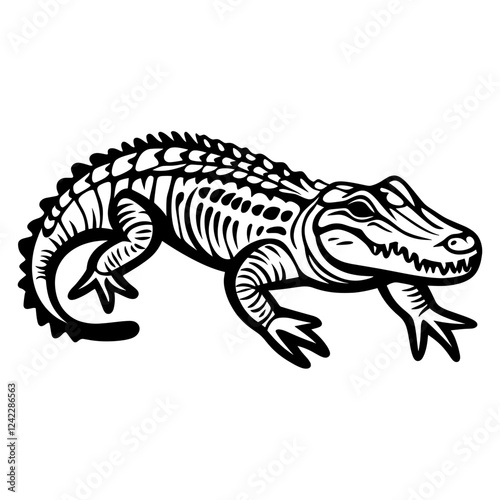 Simple alligator outline icon linear illustration reptile design vector