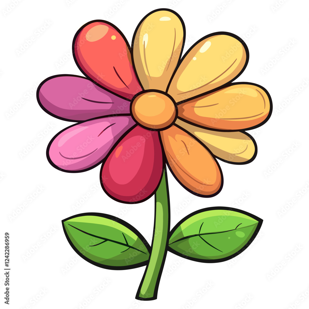Playful and vibrant flat vector flower petals art vector