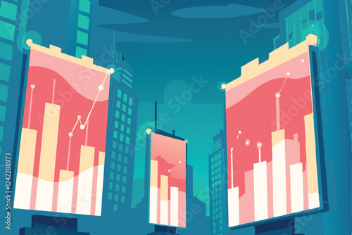 Render a futuristic cityscape at night, showcasing towering skyscrapers with vibrant, glowing architectural details and advanced transportation systems.
