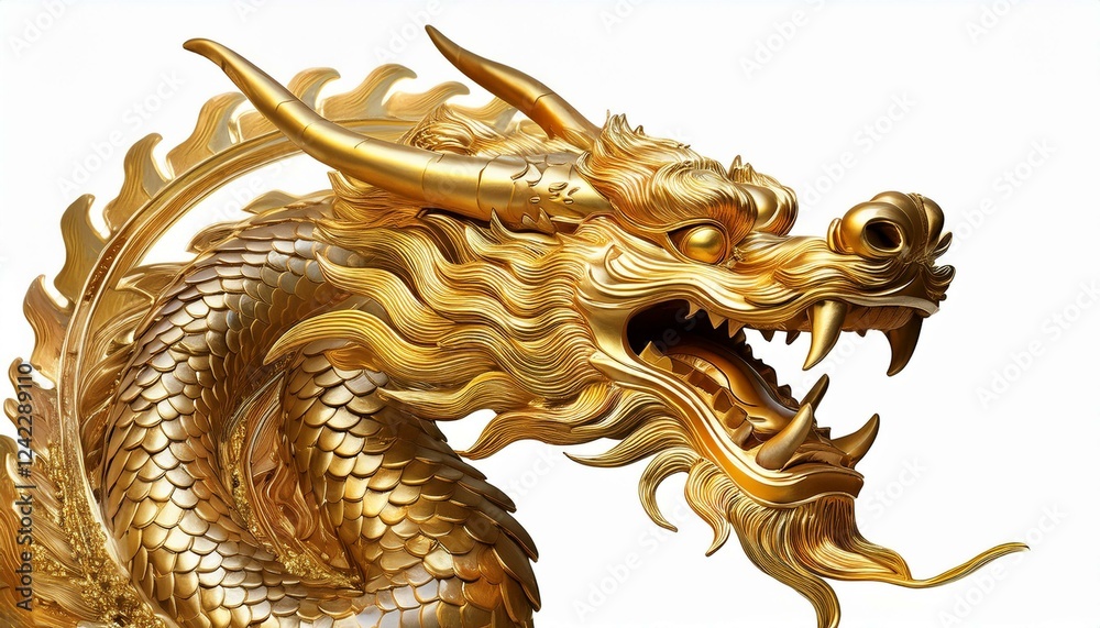 Golden dragon statue. Gold dragon ,Chinese zodiac, isolated white background. Golden dragon statue. Gold dragon ,Chinese zodiac, isolated white background.