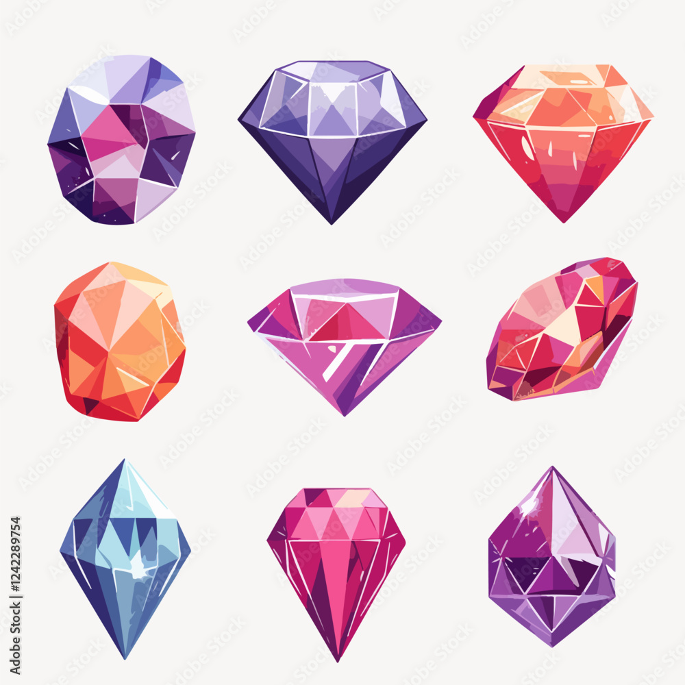 Gemstone illustration vector set Gemstone illustration vector set