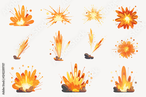 Explosion illustration vector set