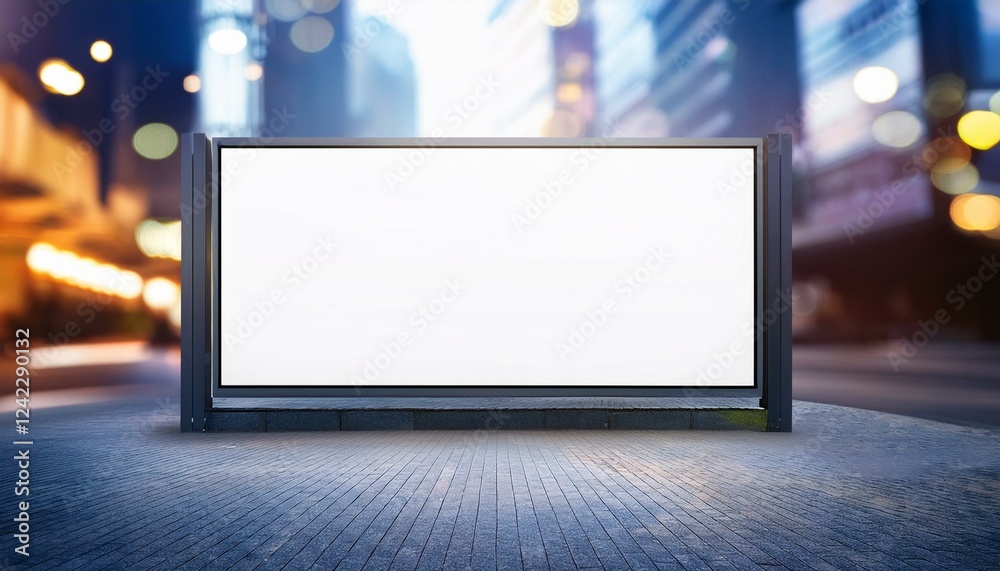 Blank billboard on the street. White blank screen billboard in the city for new product or presentation with empty space Blank billboard on the street. White blank screen billboard in the city for new product or presentation with empty space