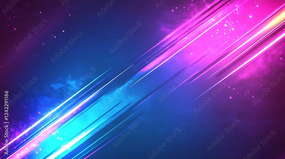 Fototapeta premium Abstract Neon Lines Glowing Across A Dark Blue Background