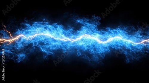 Energy bolt strikes across a dark sky, a background for design or presentations