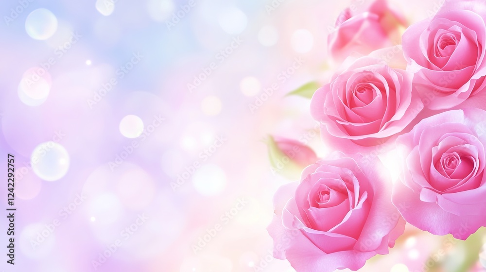 Elegant Pink Roses with Soft Focus Bokeh Background Elegant Pink Roses with Soft Focus Bokeh Background