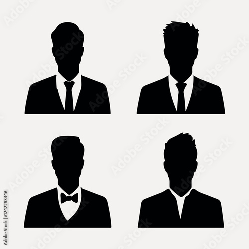 Silhouette men formal attire isolated element vector