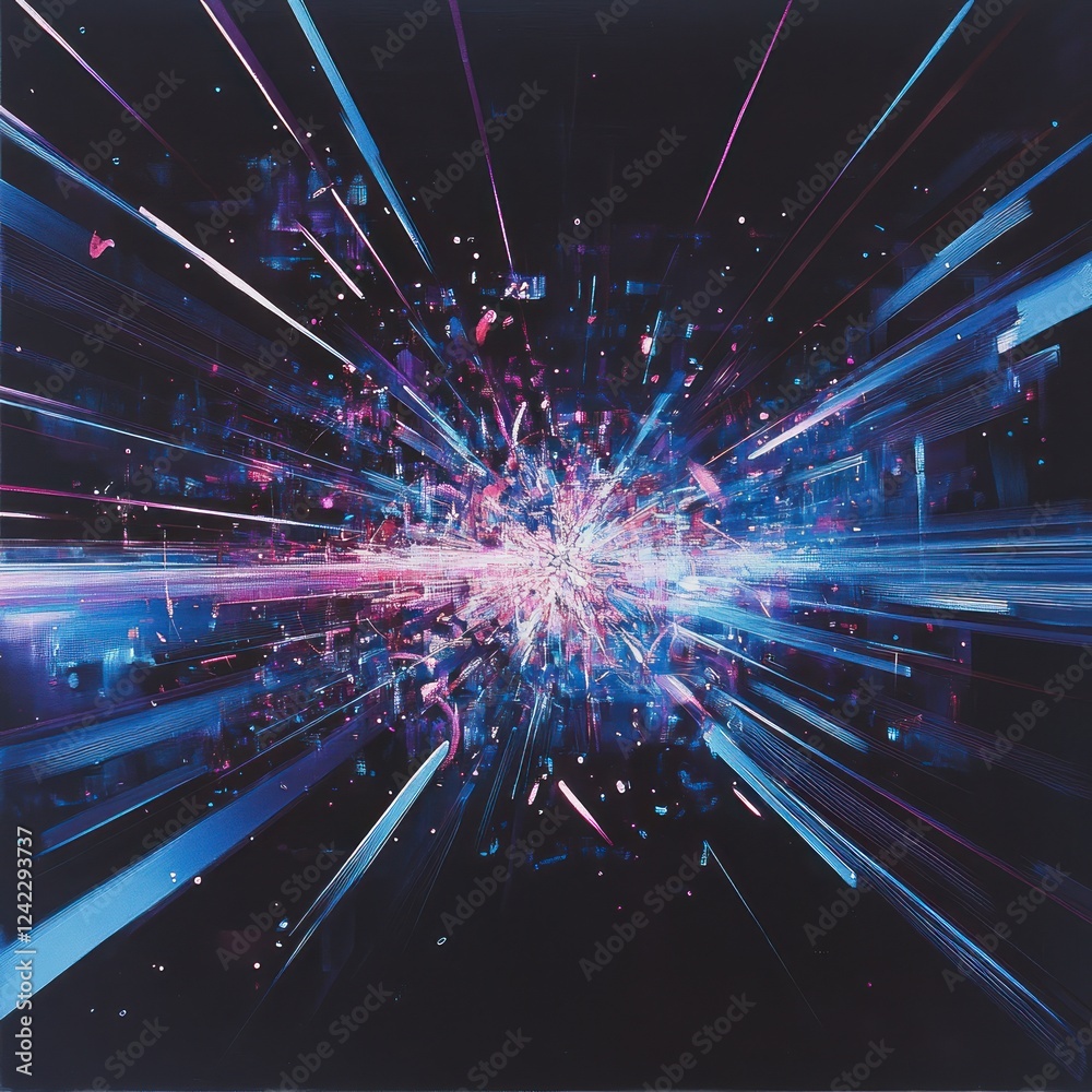 Naklejka premium Abstract streaks of light radiating from a center point, with a dark background, for web design