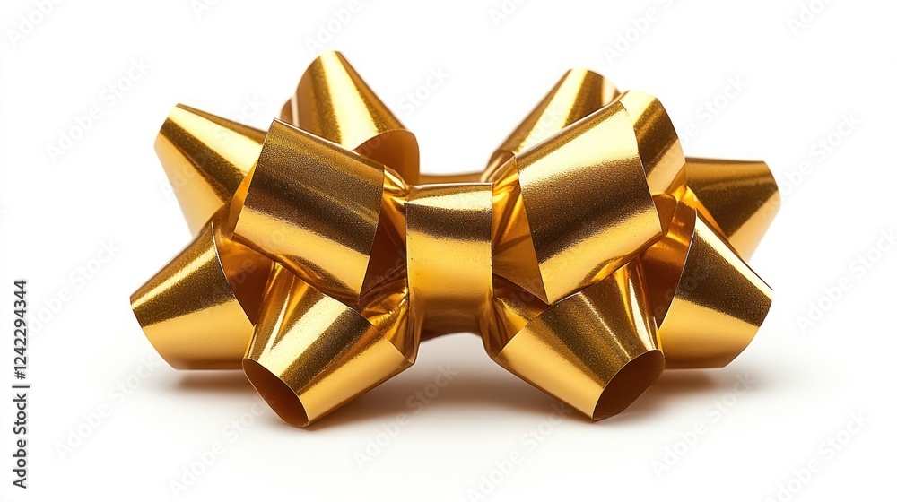 Gold Bow isolated, centered on a white background. For gift giving, celebration Gold Bow isolated, centered on a white background. For gift giving, celebration