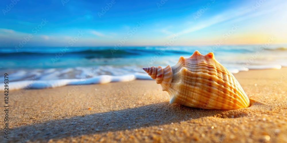 Seashell resting gently on the sandy beach , seashell, beach, sand, shore, summer, vacation, relaxation, tranquility Seashell resting gently on the sandy beach , seashell, beach, sand, shore, summer, vacation, relaxation, tranquility