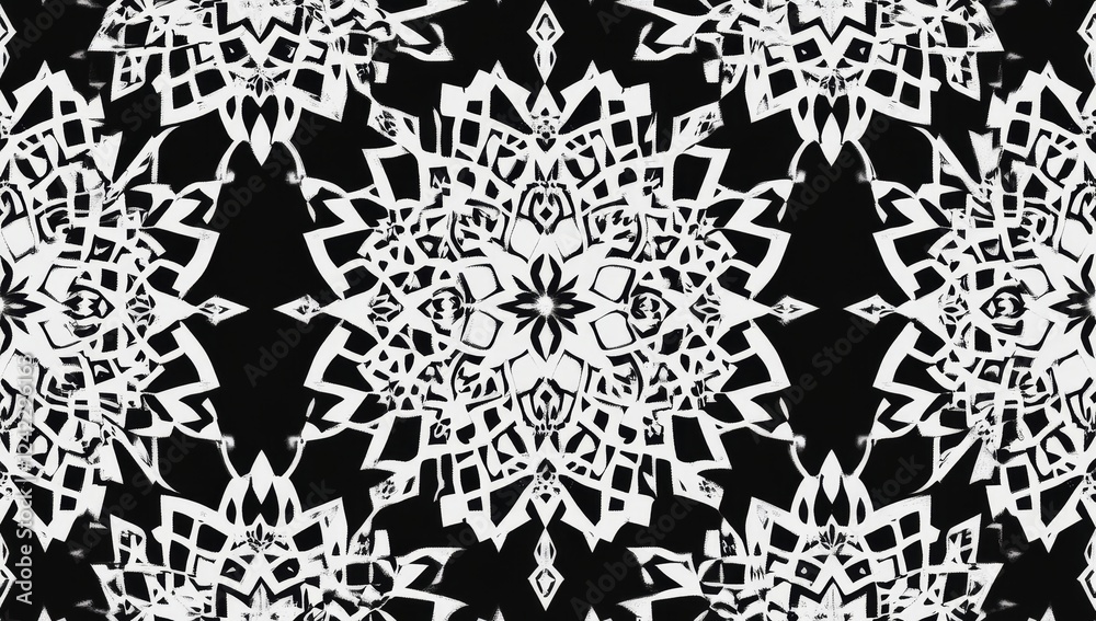 Black white ornate mandala textile pattern Black white ornate mandala textile pattern
